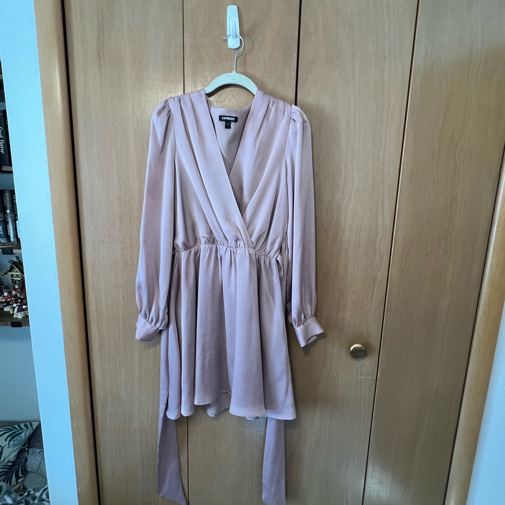 Elegant Blush Pink Wrap Dress